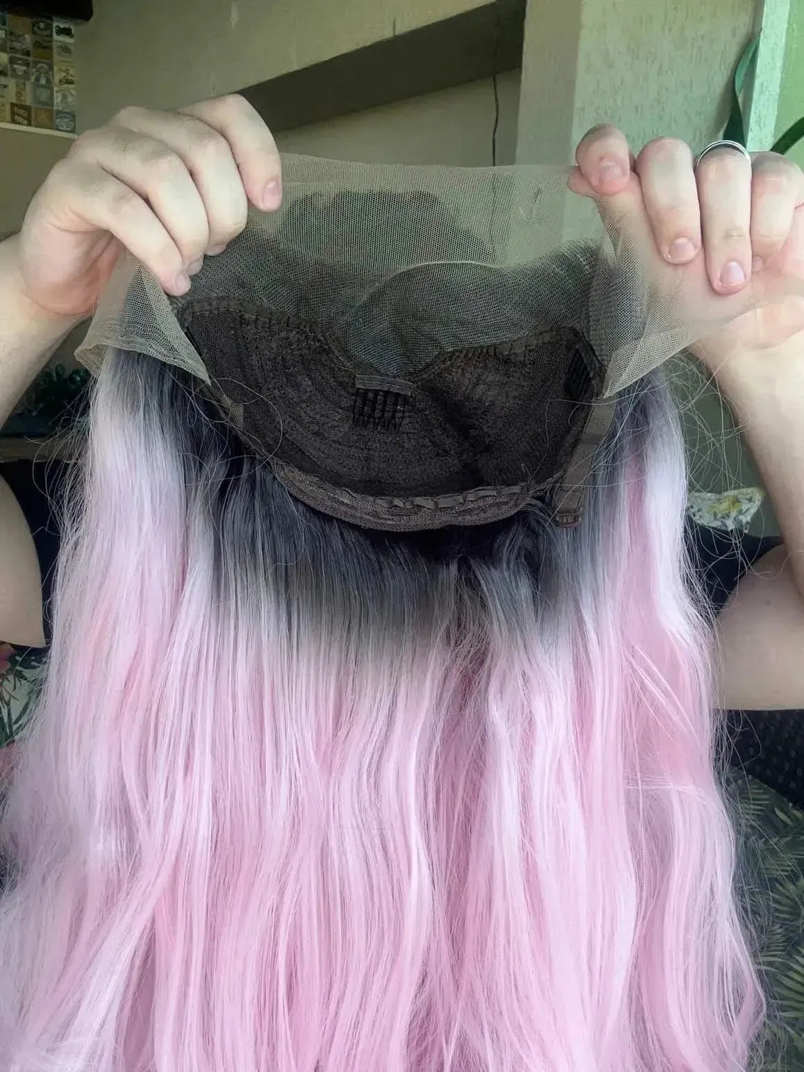 Lace Front Ellen Rosa Raiz Preta Ondulada - Repartição Livre 13x3