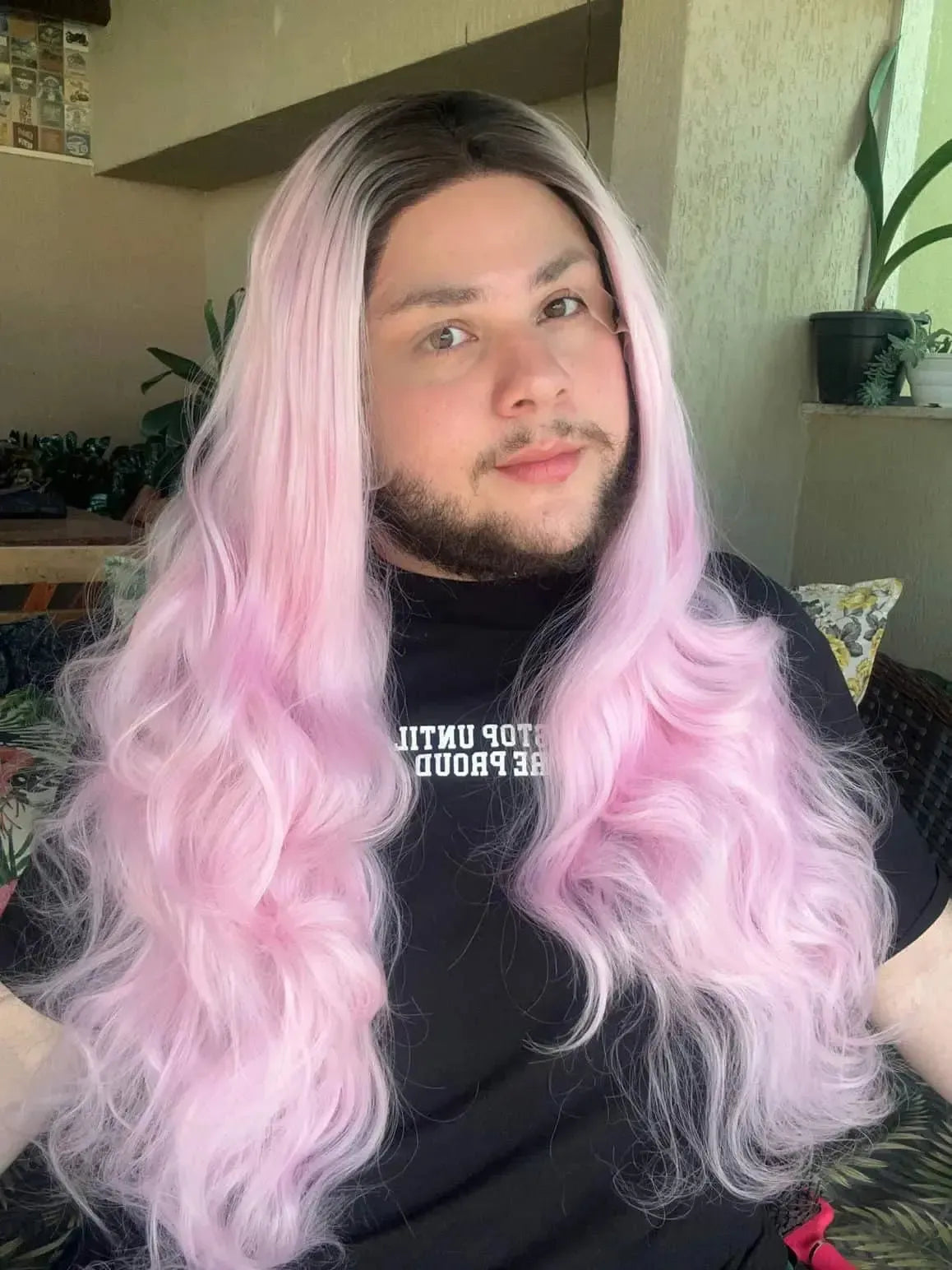Lace Front Ellen Rosa Raiz Preta Ondulada - Repartição Livre 13x3