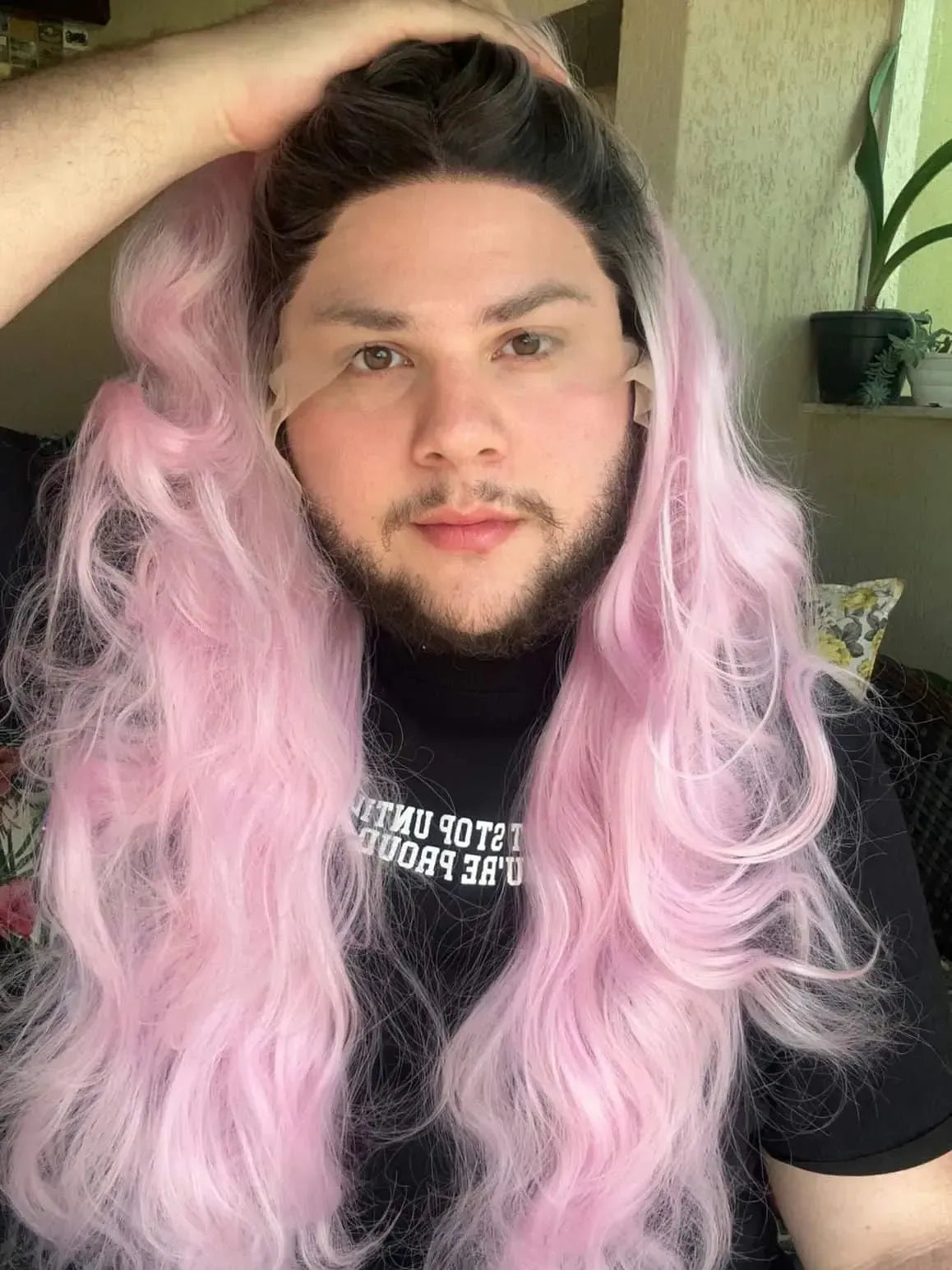 Lace Front Ellen Rosa Raiz Preta Ondulada - Repartição Livre 13x3