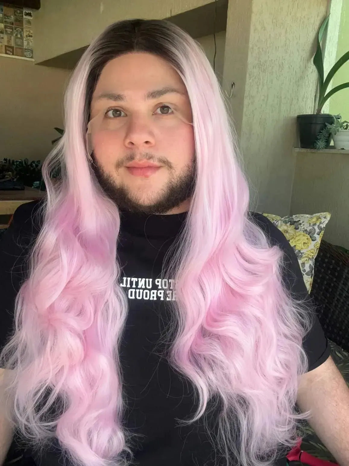 Lace Front Ellen Rosa Raiz Preta Ondulada - Repartição Livre 13x3