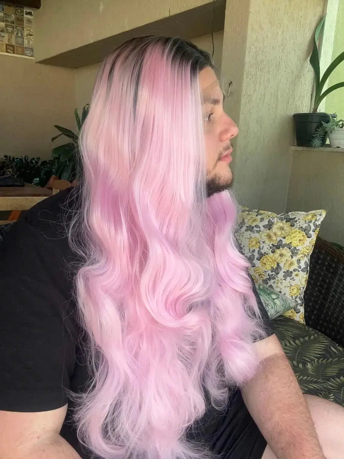 Lace Front Ellen Rosa Raiz Preta Ondulada - Repartição Livre 13x3