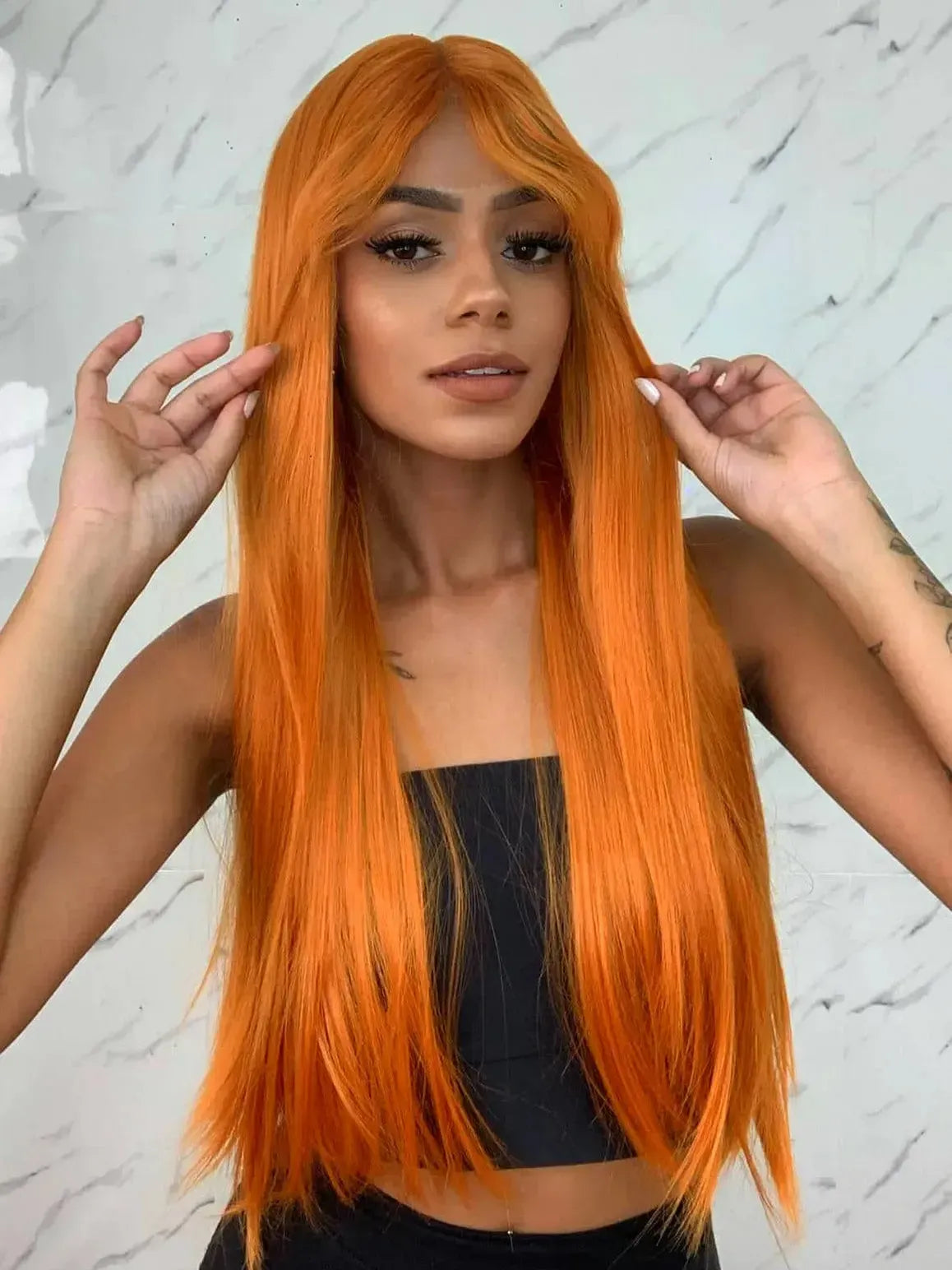 Lace Front Gipsy Ruiva Laranja com Franja