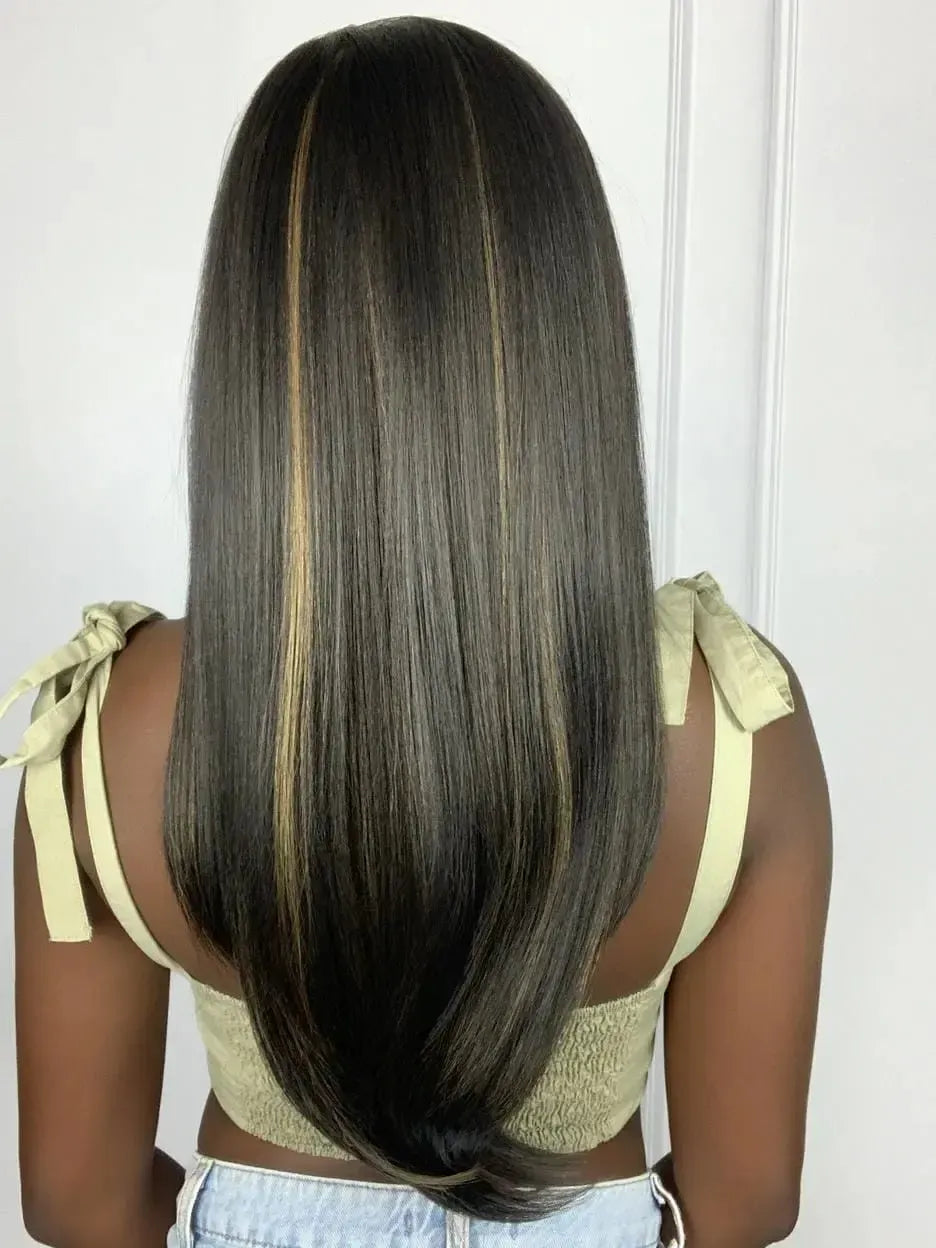 Lace Front Sonia Tela HD Castanho Escuro com Luzes - Repartição Livre 13x6