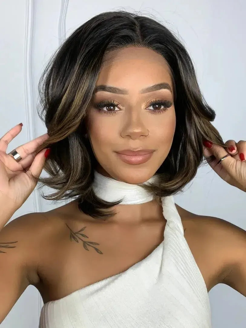 Lace Front Tania Castanha com Luzes Curta