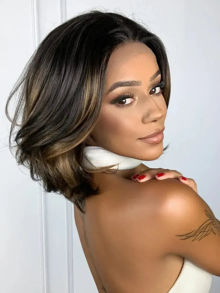 Lace Front Tania Castanha com Luzes Curta