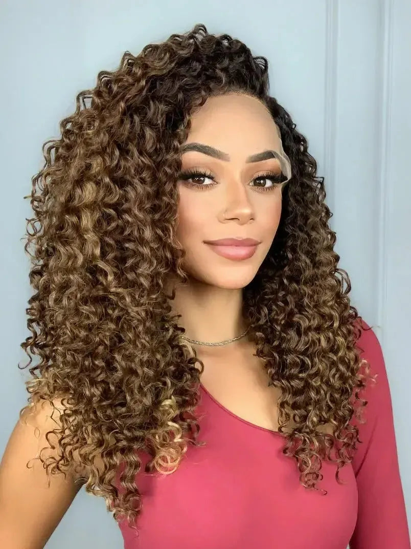 Lace Front Tela HD Valeria Castanho com Luzes 33/22 Cacheada - Repartição Livre 13x4