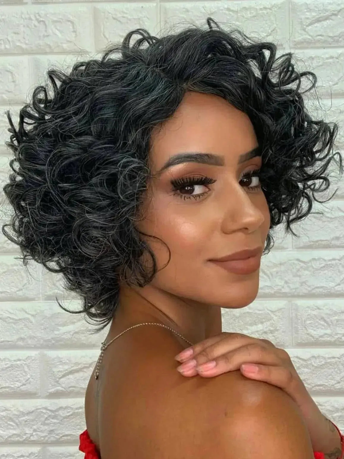 Peruca Lace Part Cabelo Humano Grisalha Cacheada Michelle