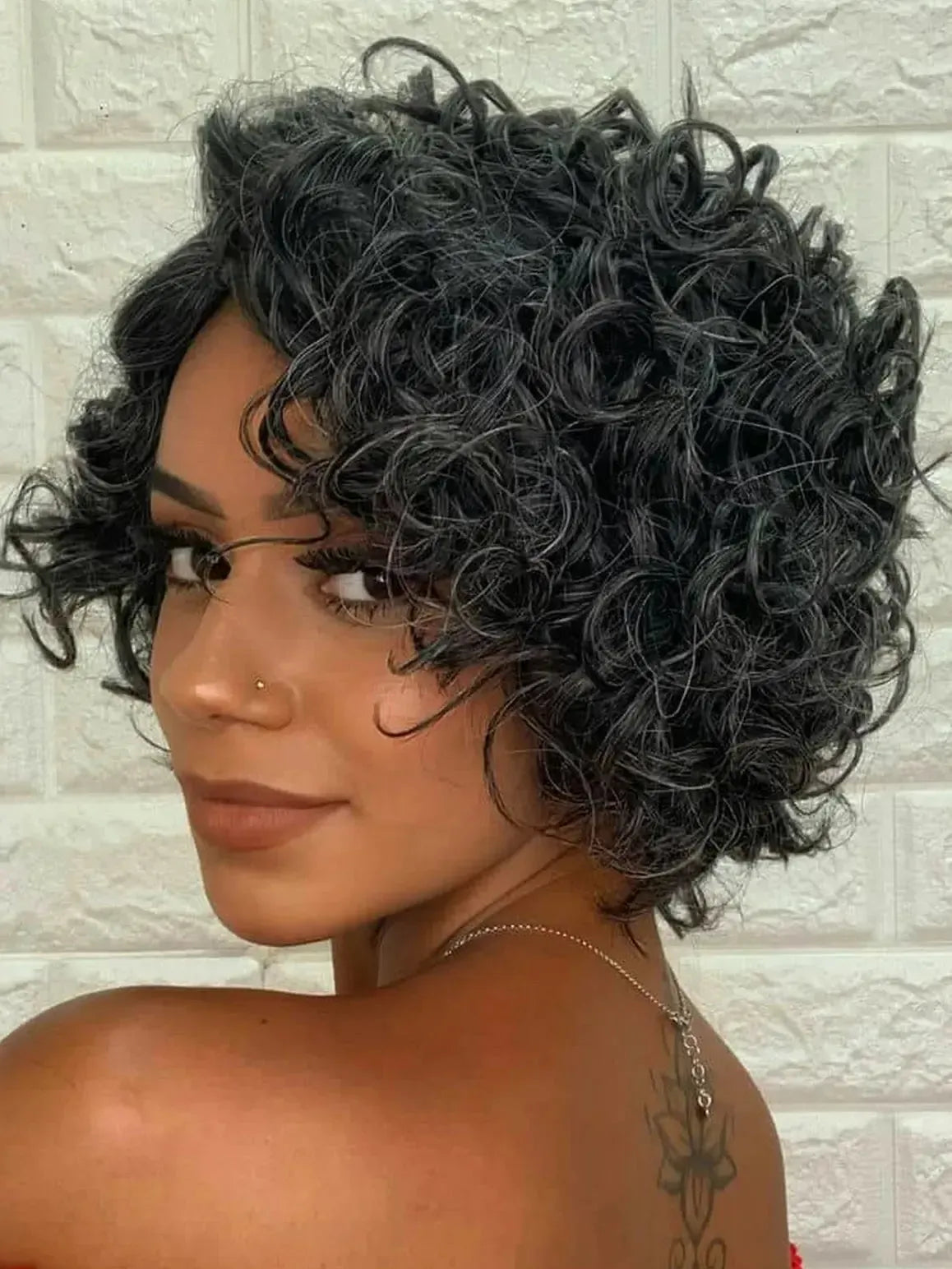 Peruca Lace Part Cabelo Humano Grisalha Cacheada Michelle