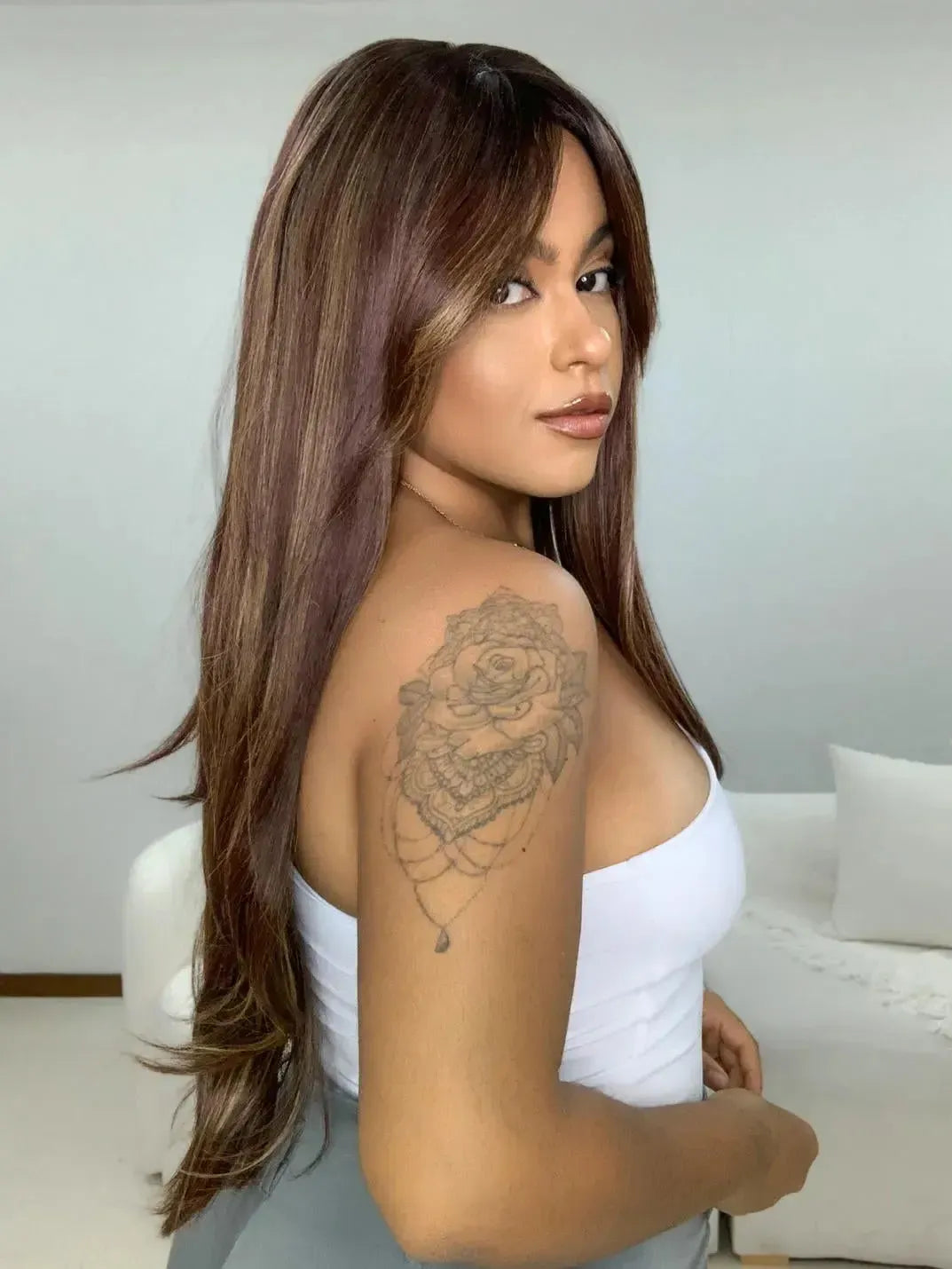 Peruca Miriam Castanho Luzes Franja (Premium)