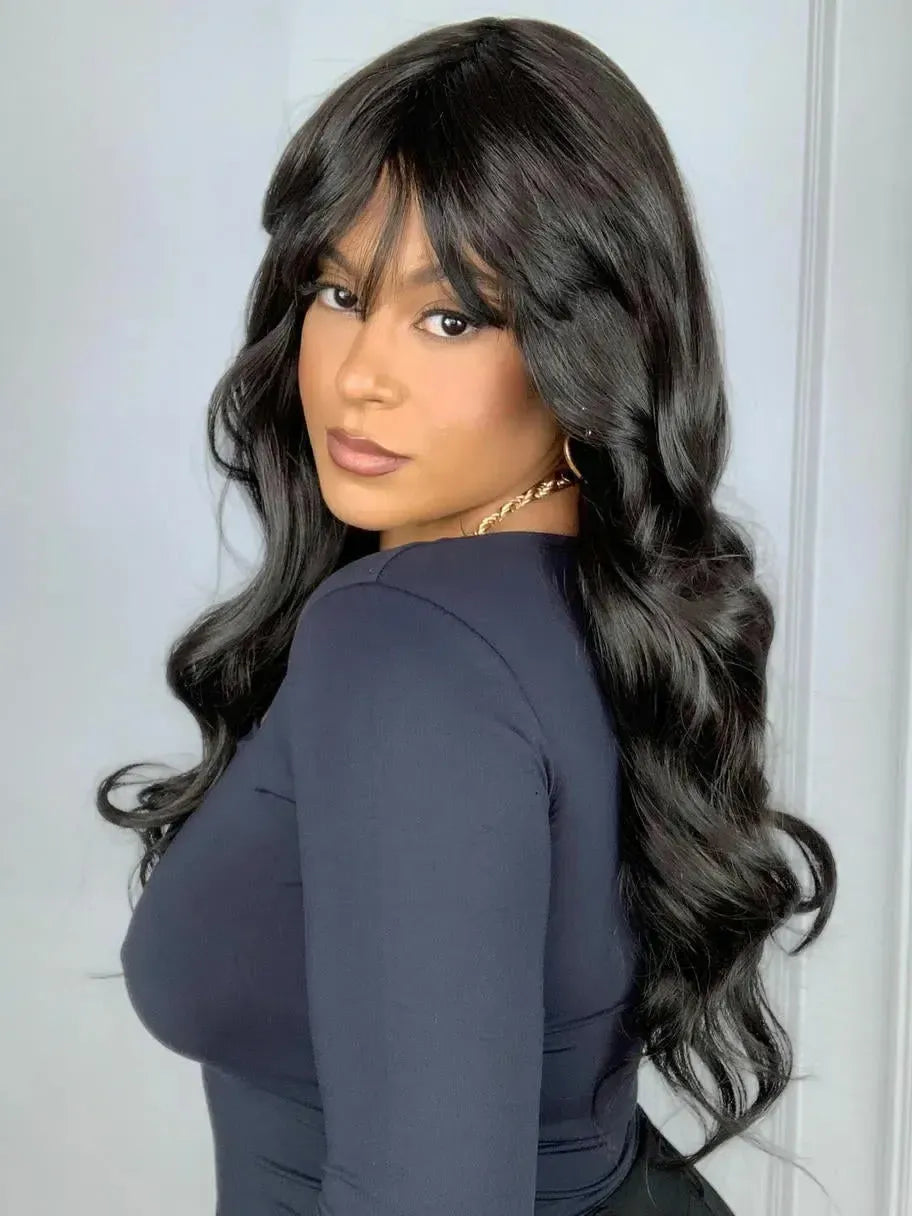 Peruca Tamara Castanho Escuro Franja Ondulada