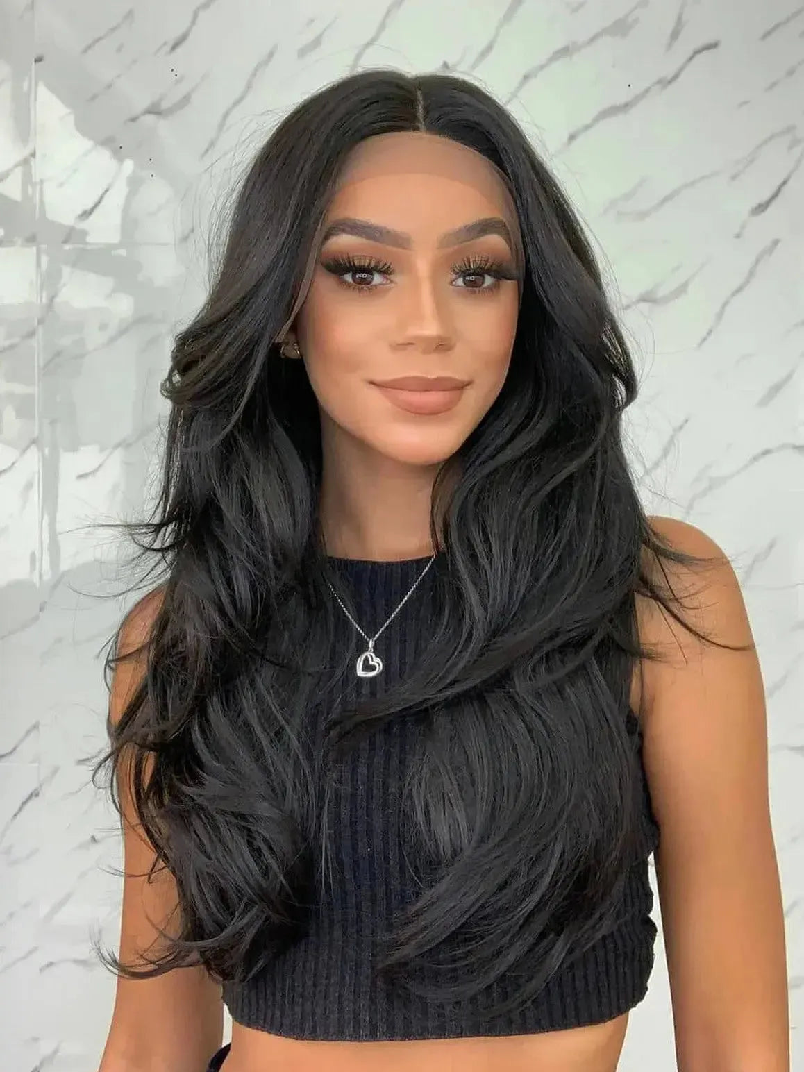 Lace Front Camili Castanho Escuro Ondulada
