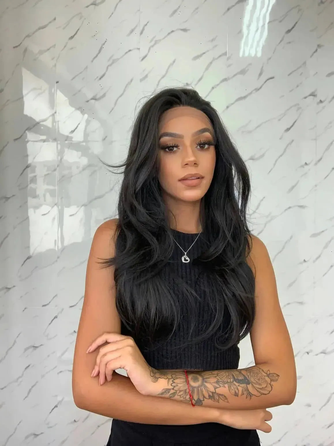 Lace Front Camili Castanho Escuro Ondulada
