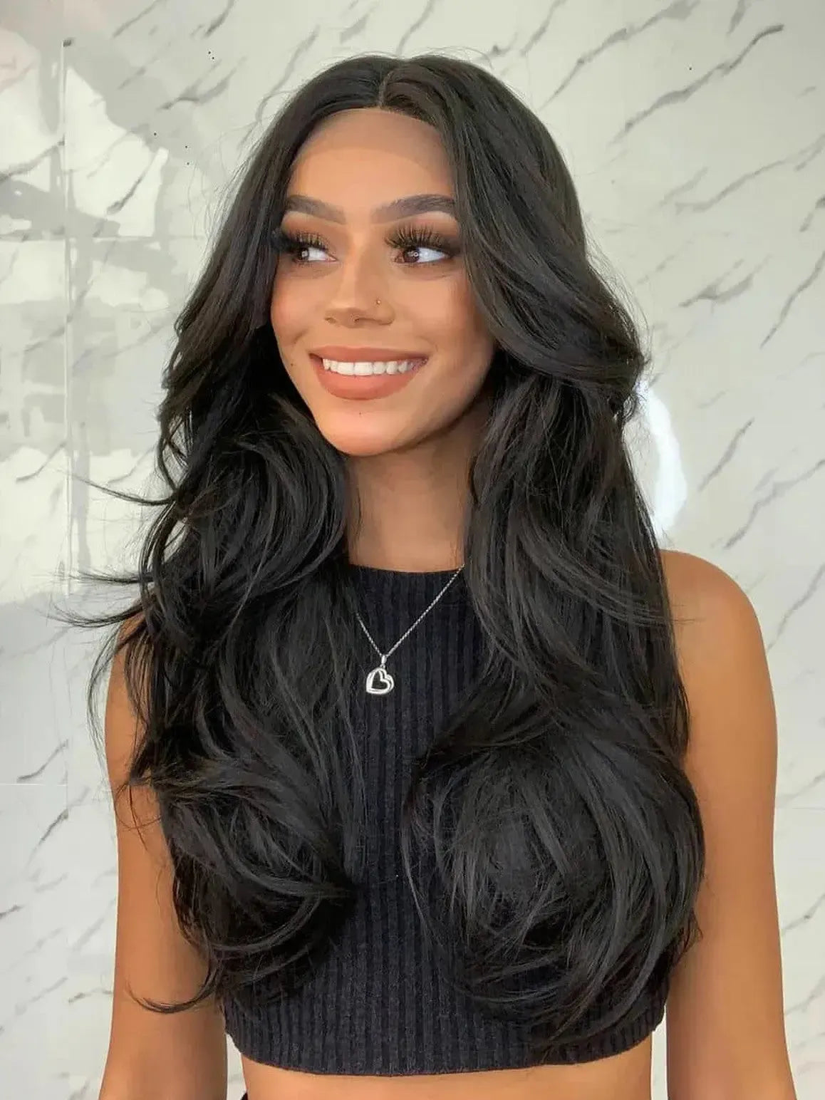 Lace Front Camili Castanho Escuro Ondulada