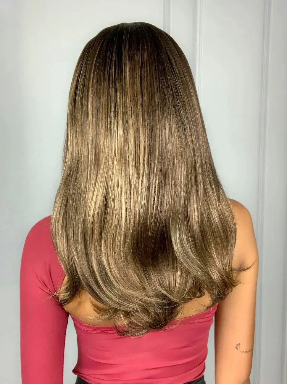 Lace Front Giba Castanho com Luzes 27YA Ondulada