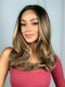 Lace Front Giba Castanho com Luzes 27YA Ondulada
