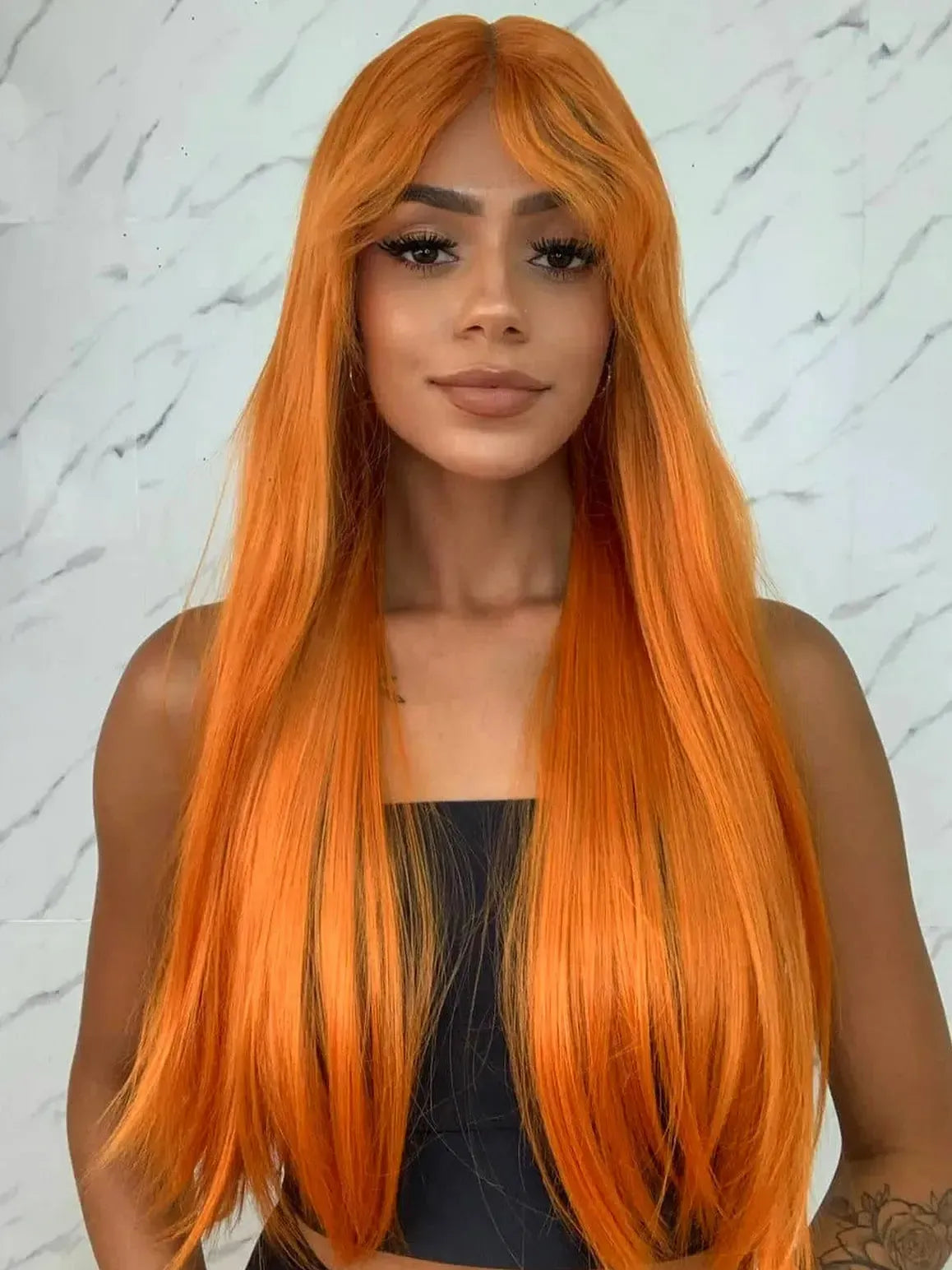 Lace Front Gipsy Ruiva Laranja com Franja