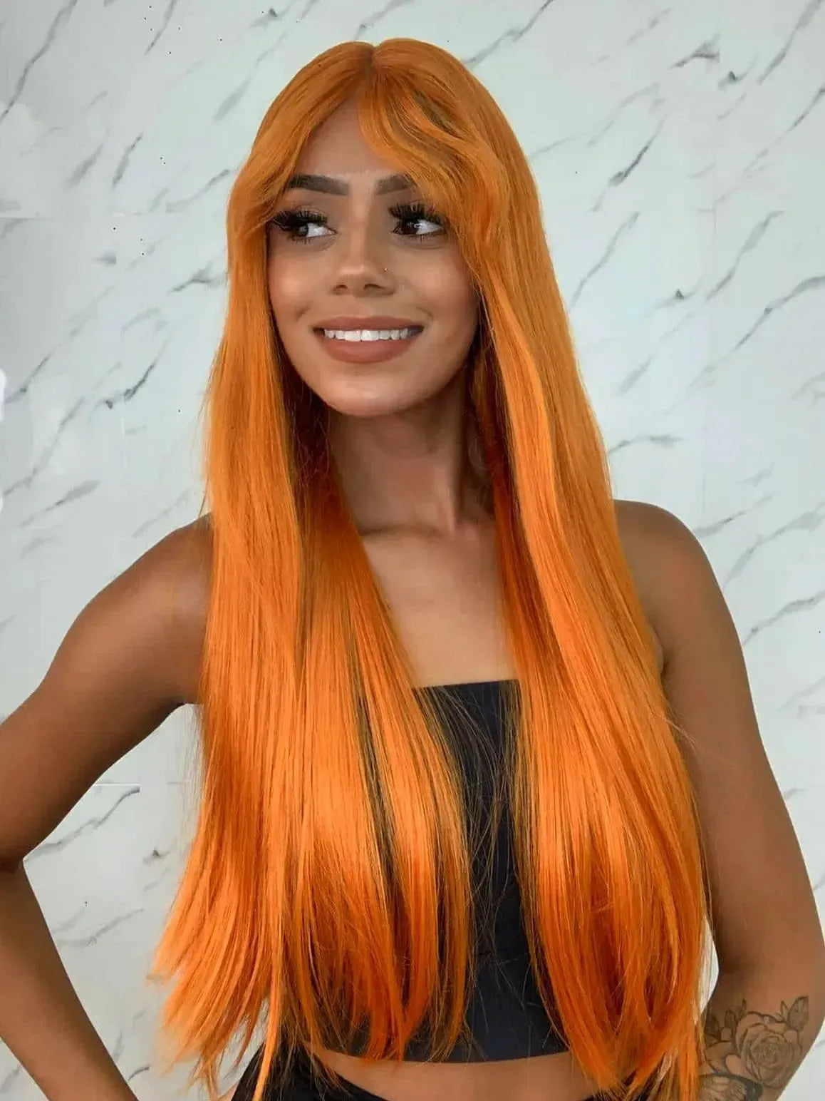 Lace Front Gipsy Ruiva Laranja com Franja