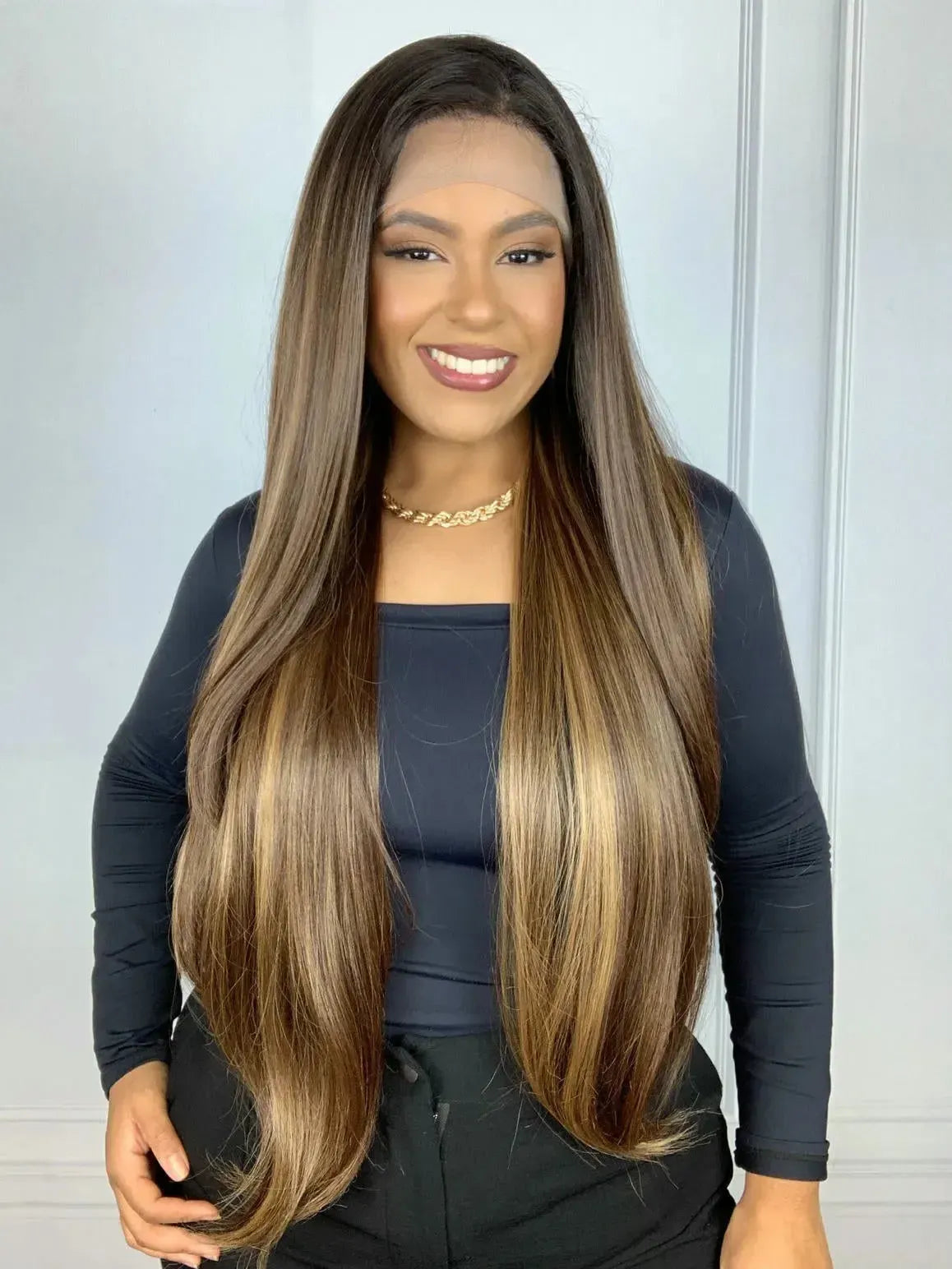 Lace Front HD Beyonce Castanho Luzes - Repartição Livre 13x4