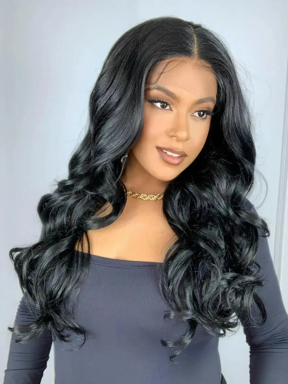 Lace Front HD Estrella Preta Ondulada - Repartição Livre 13x7