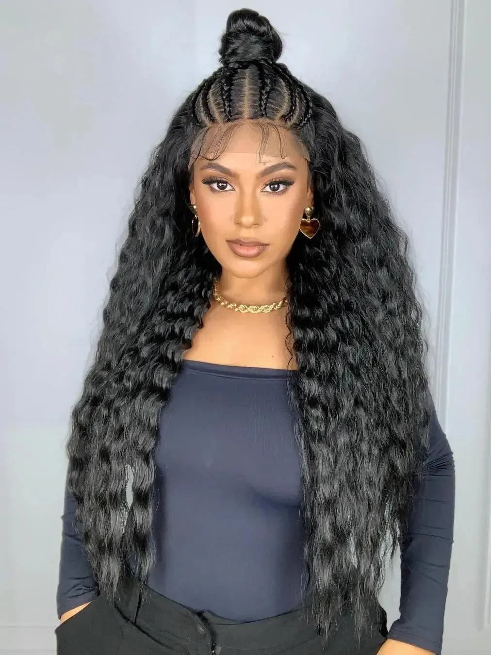Lace Front HD Toria Trançada Preta - Repartição Livre 13x7