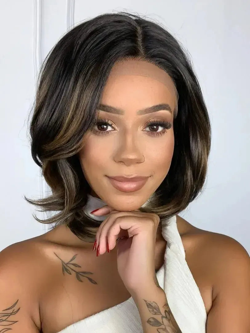Lace Front Tania Castanha com Luzes Curta