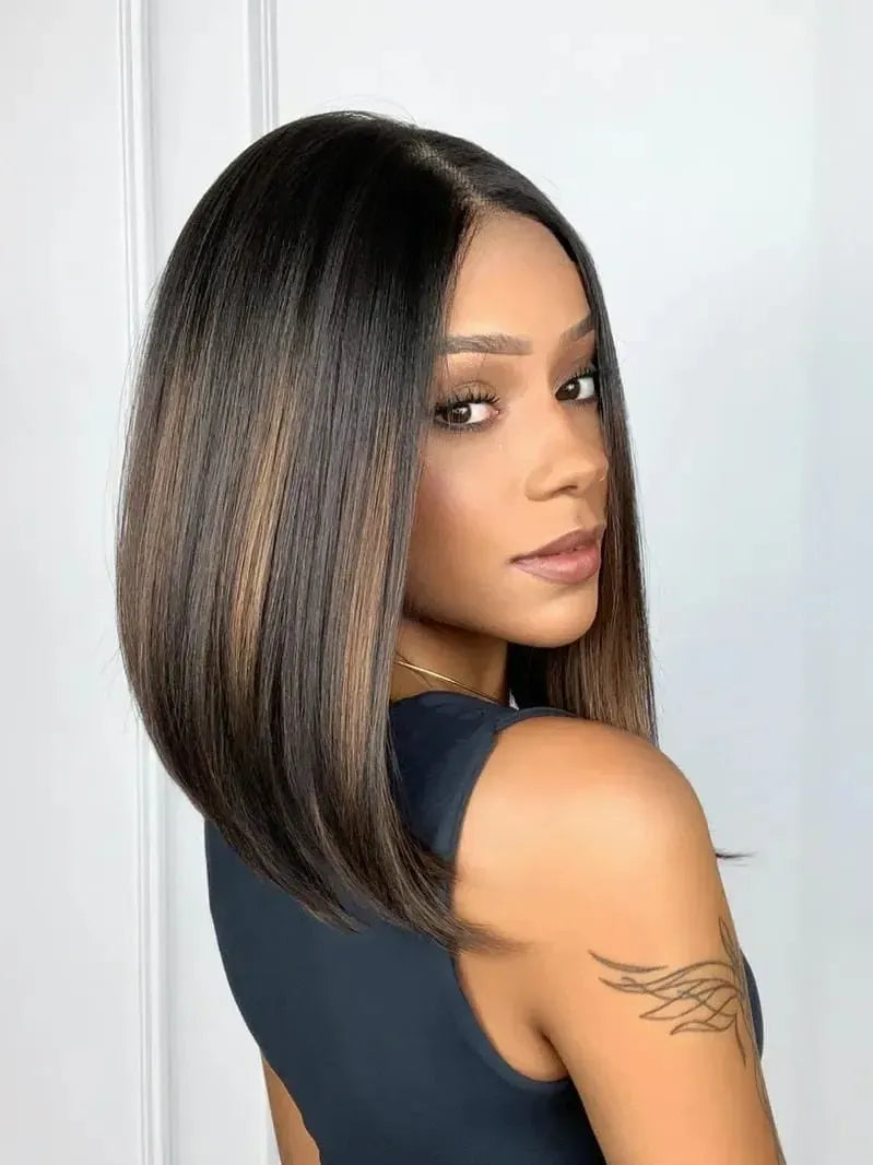 Lace Front Tela HD Lovenna Castanho com Mechas BTSN2/30 - Repartição Livre 13x4