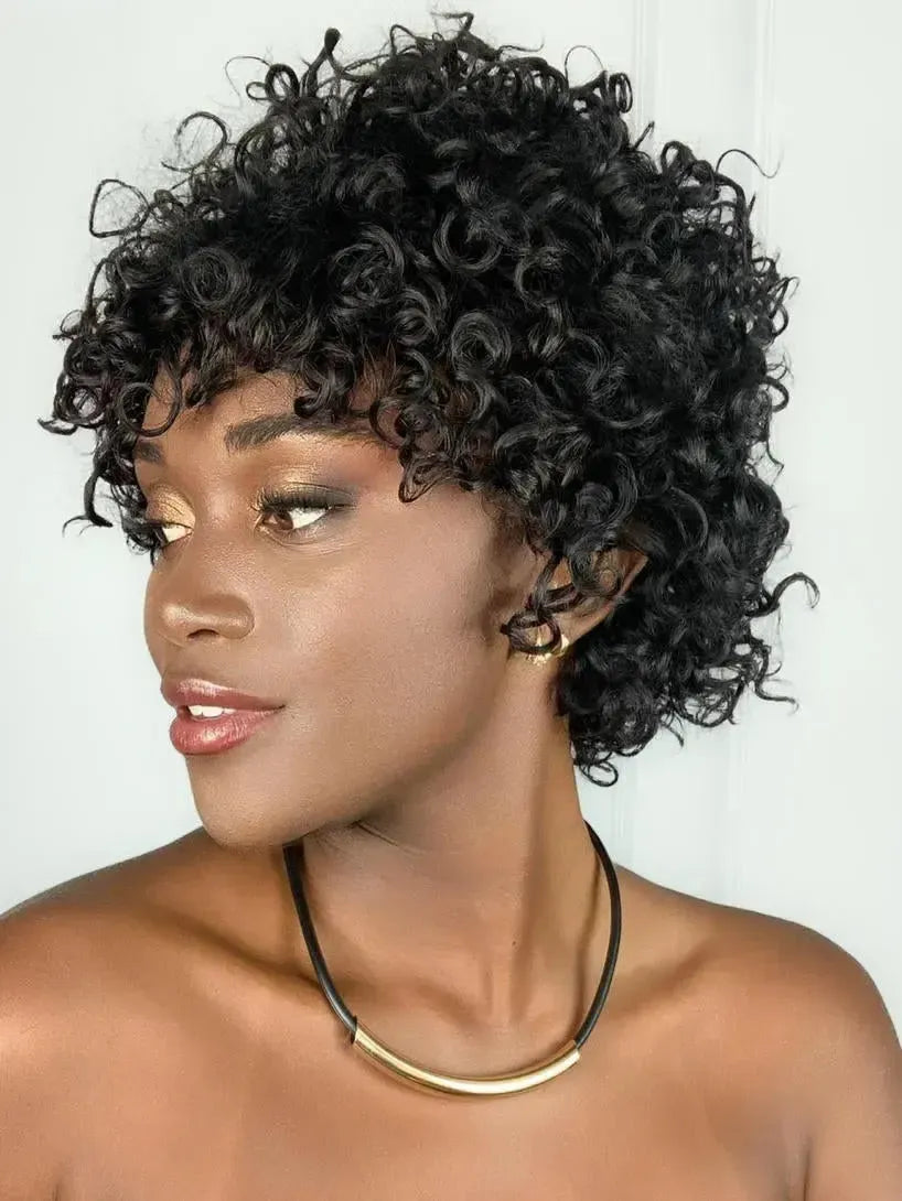 Peruca Humana Cacheada Fara Wig 1B