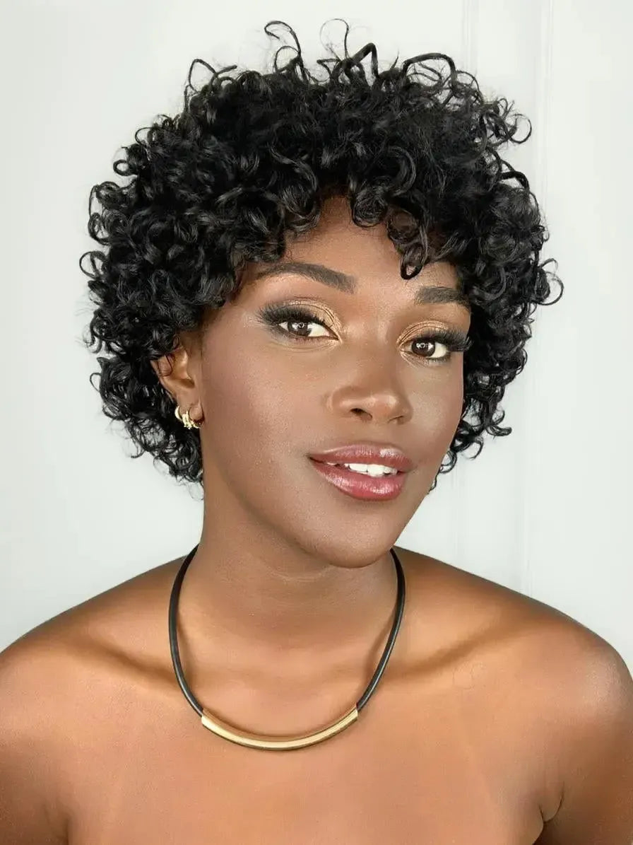 Peruca Humana Cacheada Fara Wig 1B