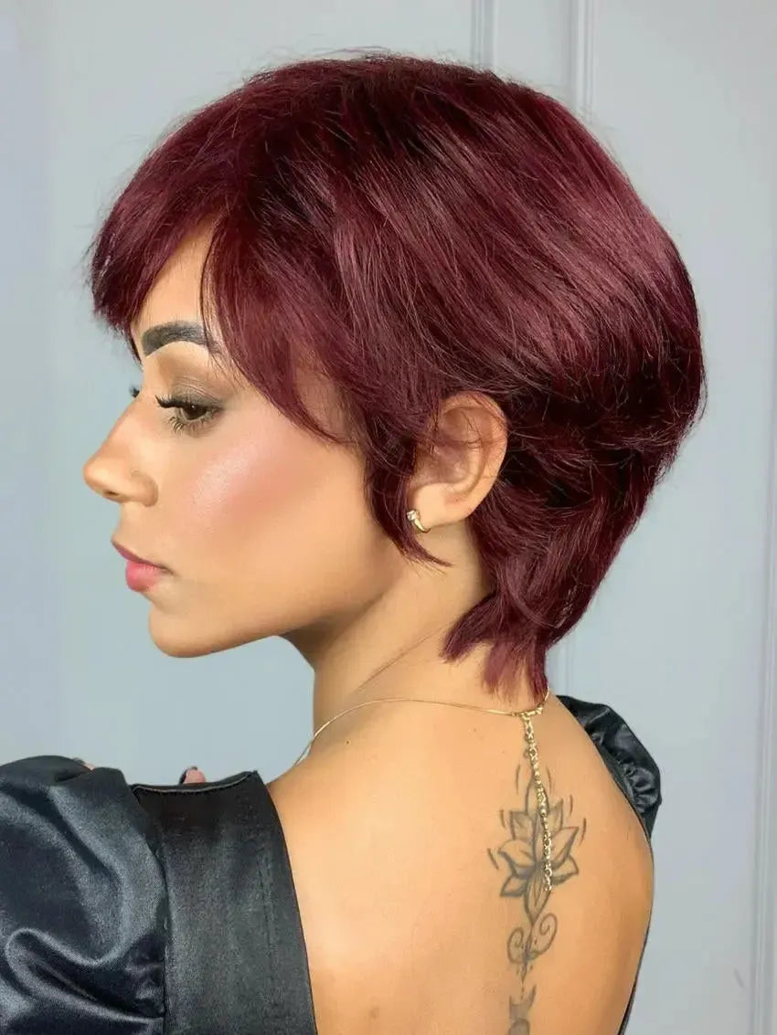 Peruca Humana Glória Vermelha 99J