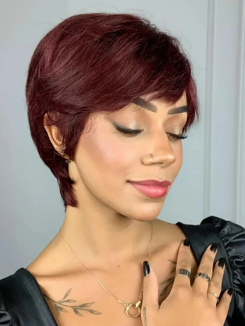 Peruca Humana Glória Vermelha 99J