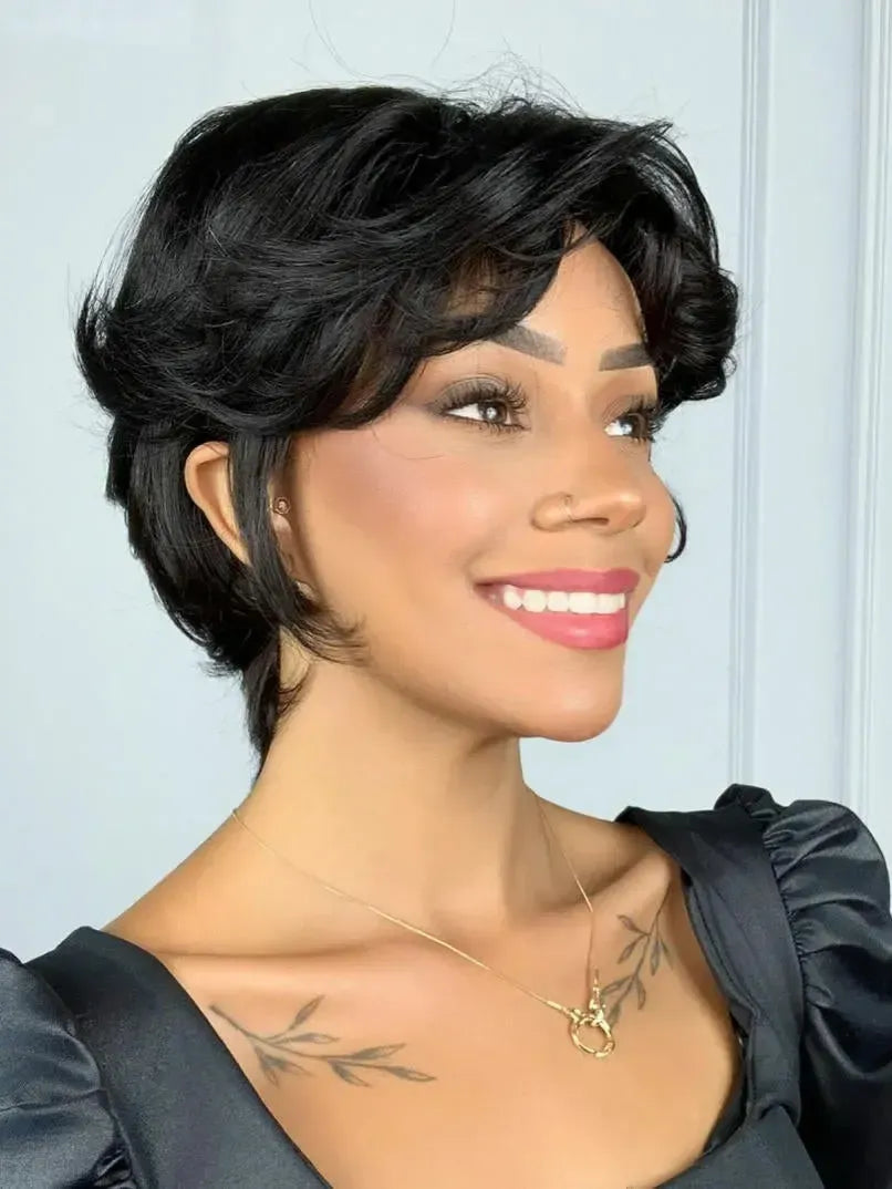 Peruca Wig Humana Iris Castanho Escuro