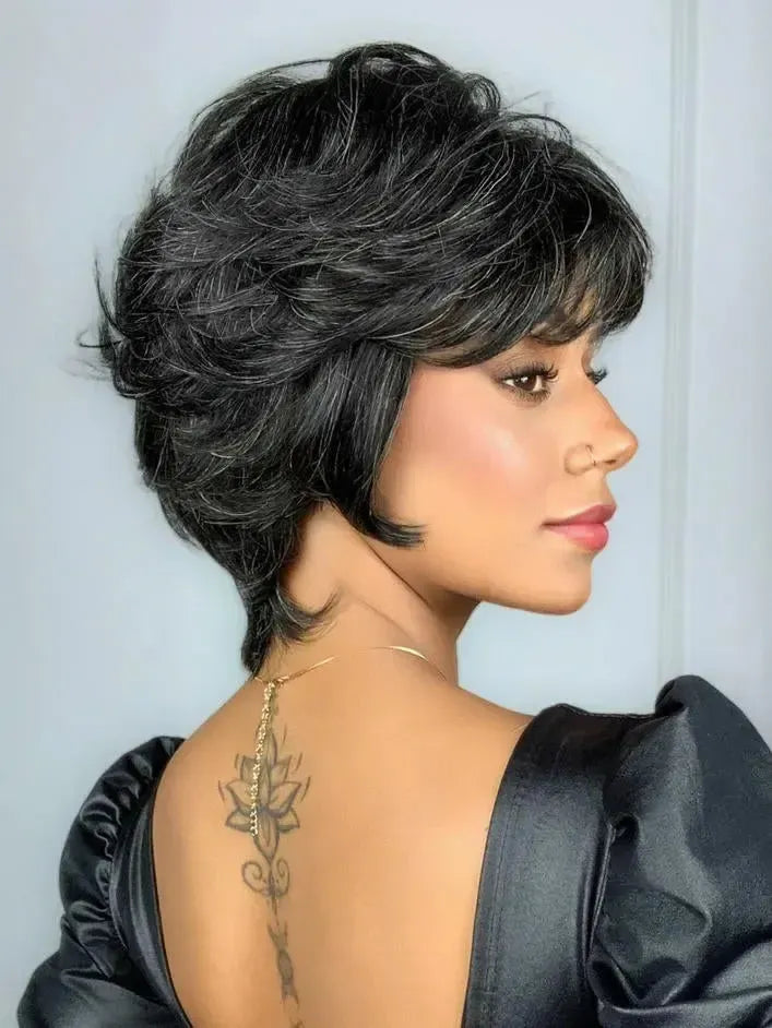 Peruca Wig Humana Iris Grisalha