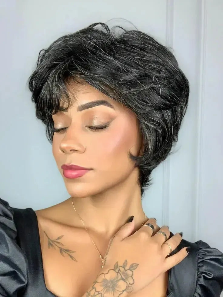 Peruca Wig Humana Iris Grisalha