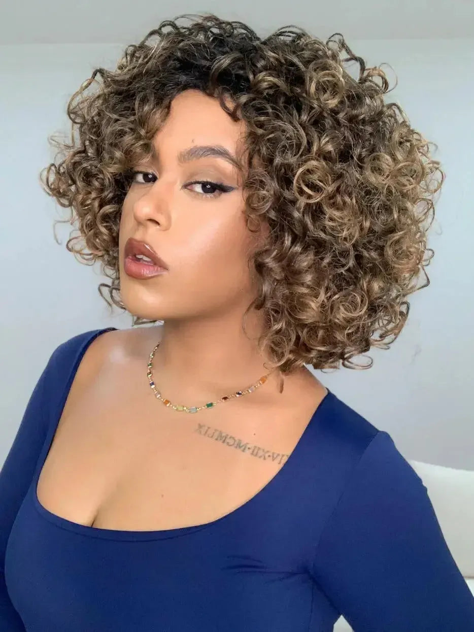 Wig Mila Castanho Loira 8/30 Cacheada
