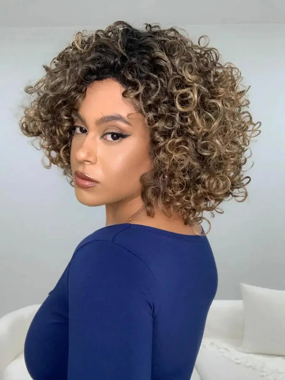Wig Mila Castanho Loira 8/30 Cacheada