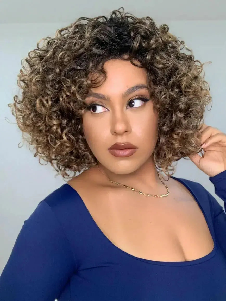 Wig Mila Castanho Loira 8/30 Cacheada