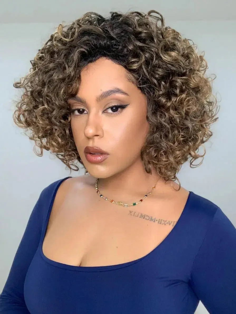 Wig Mila Castanho Loira 8/30 Cacheada