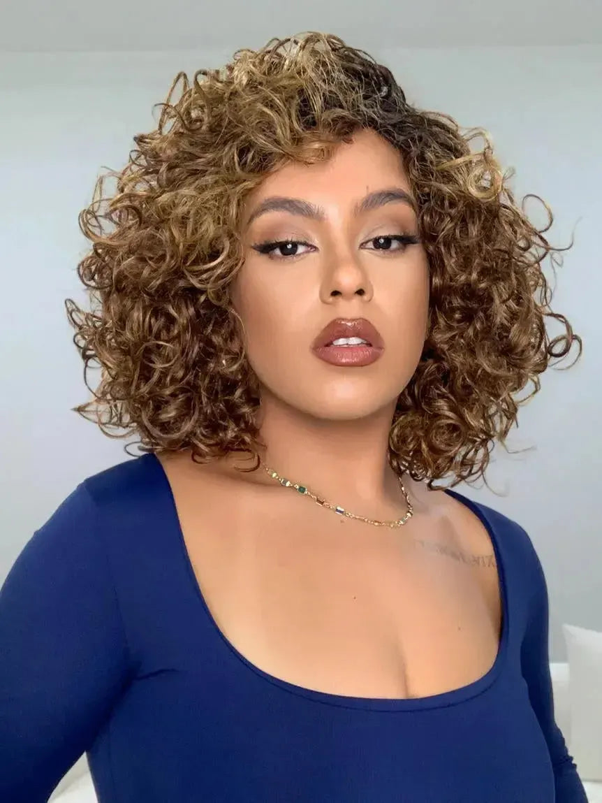 Wig Mila Castanho com Luzes 33/22 Cacheada